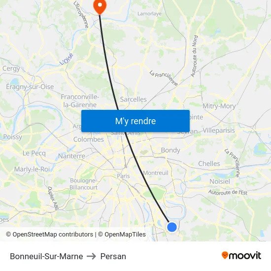 Bonneuil-Sur-Marne to Persan map