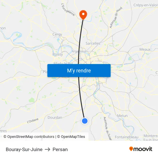 Bouray-Sur-Juine to Persan map
