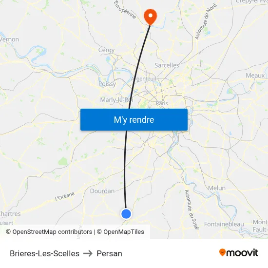 Brieres-Les-Scelles to Persan map