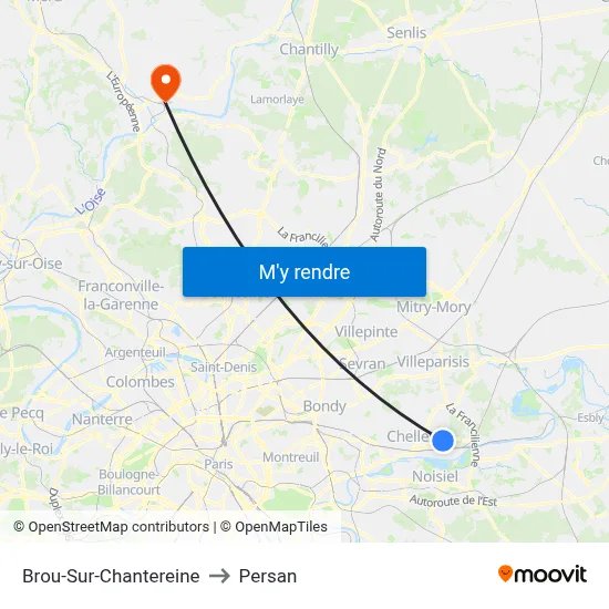 Brou-Sur-Chantereine to Persan map