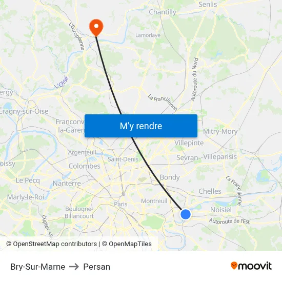 Bry-Sur-Marne to Persan map