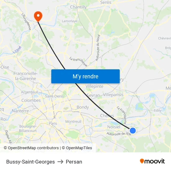 Bussy-Saint-Georges to Persan map
