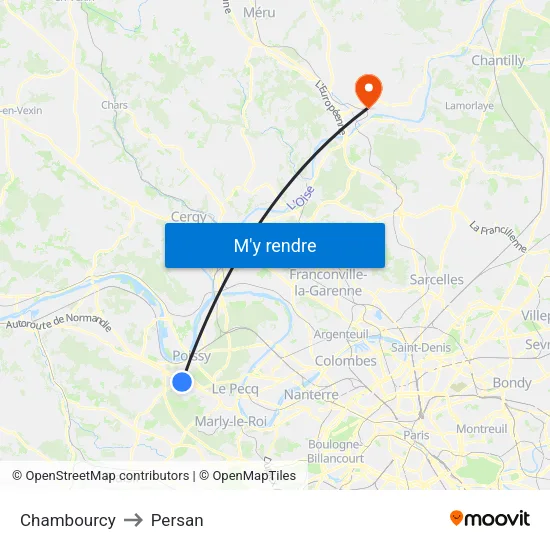 Chambourcy to Persan map