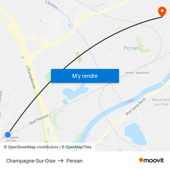 Champagne-Sur-Oise to Persan map