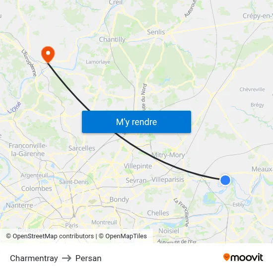 Charmentray to Persan map