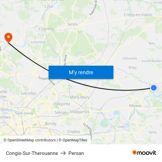 Congis-Sur-Therouanne to Persan map