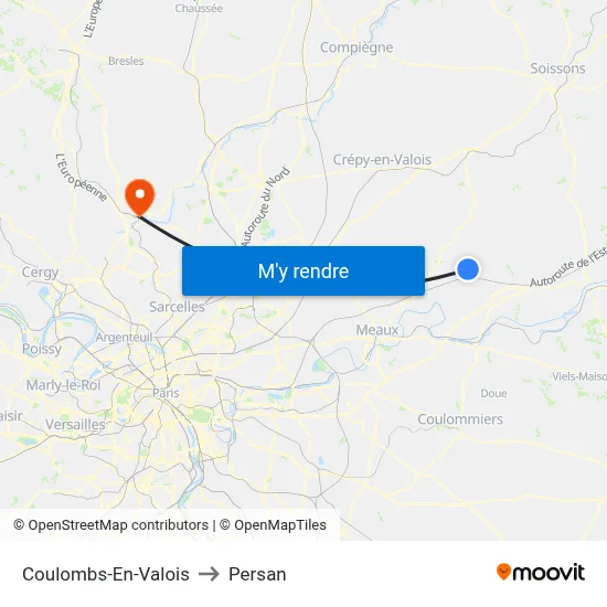 Coulombs-En-Valois to Persan map