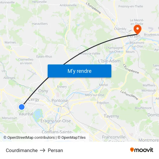 Courdimanche to Persan map