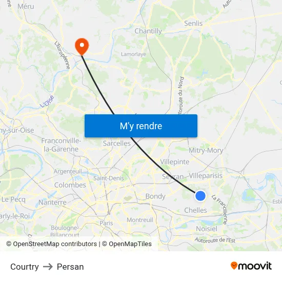 Courtry to Persan map