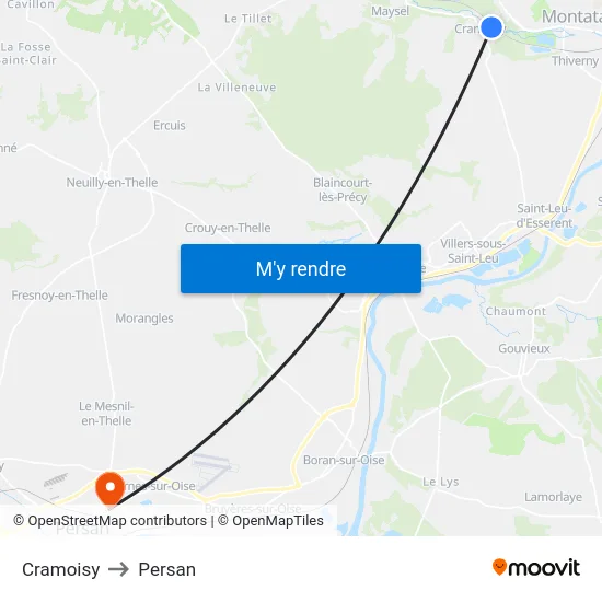 Cramoisy to Persan map