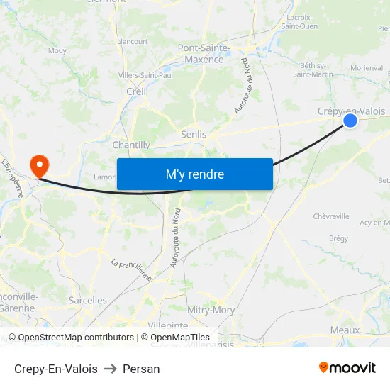 Crepy-En-Valois to Persan map