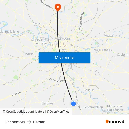 Dannemois to Persan map