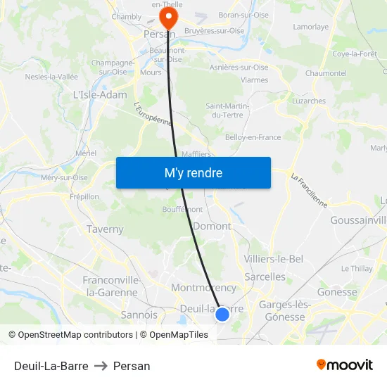 Deuil-La-Barre to Persan map