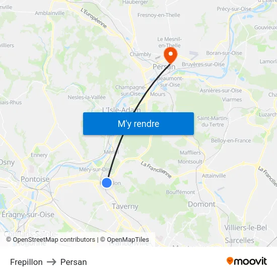 Frepillon to Persan map