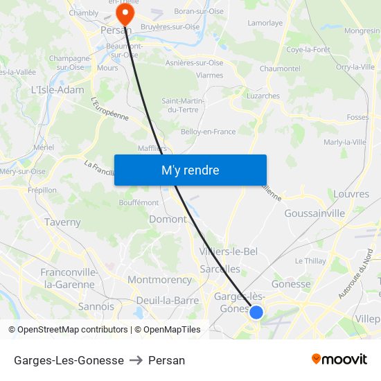 Garges-Les-Gonesse to Persan map