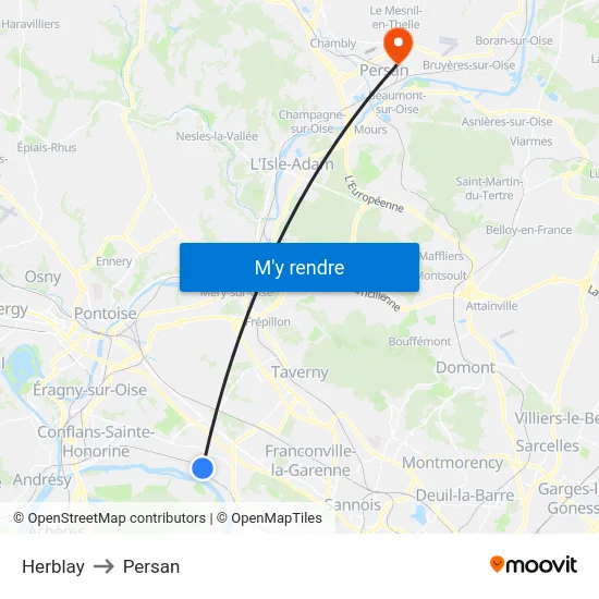 Herblay to Persan map