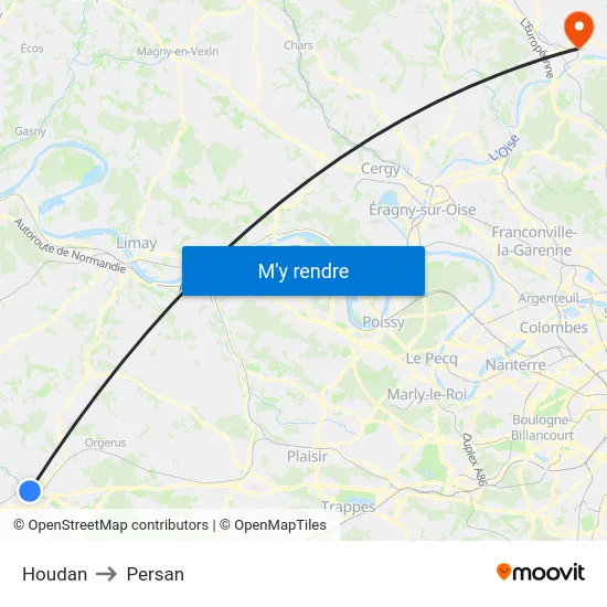 Houdan to Persan map