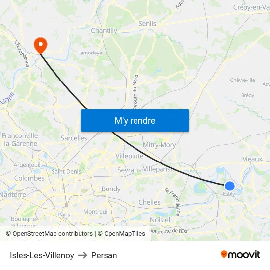 Isles-Les-Villenoy to Persan map