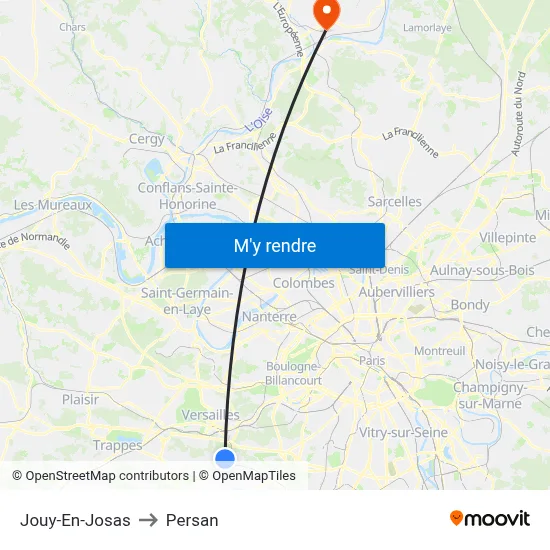 Jouy-En-Josas to Persan map