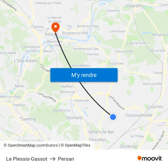 Le Plessis-Gassot to Persan map