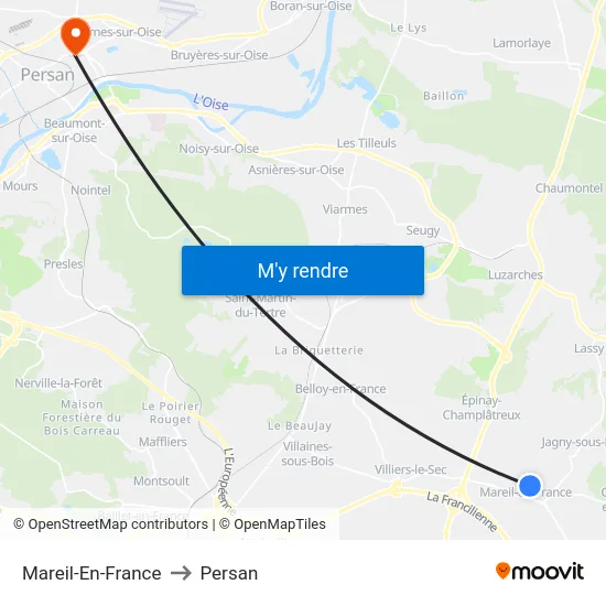Mareil-En-France to Persan map