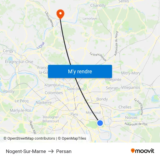 Nogent-Sur-Marne to Persan map