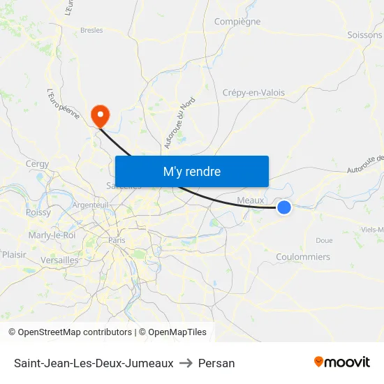 Saint-Jean-Les-Deux-Jumeaux to Persan map