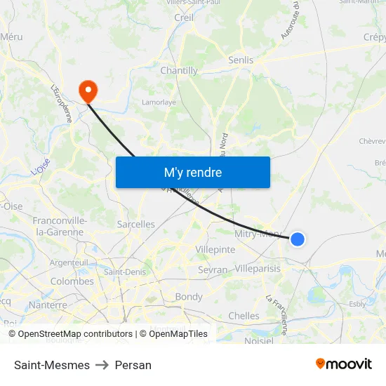 Saint-Mesmes to Persan map