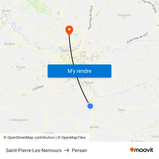 Saint-Pierre-Les-Nemours to Persan map