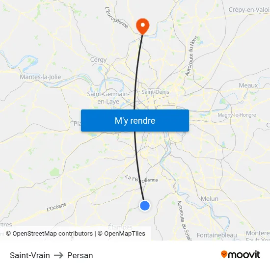 Saint-Vrain to Persan map