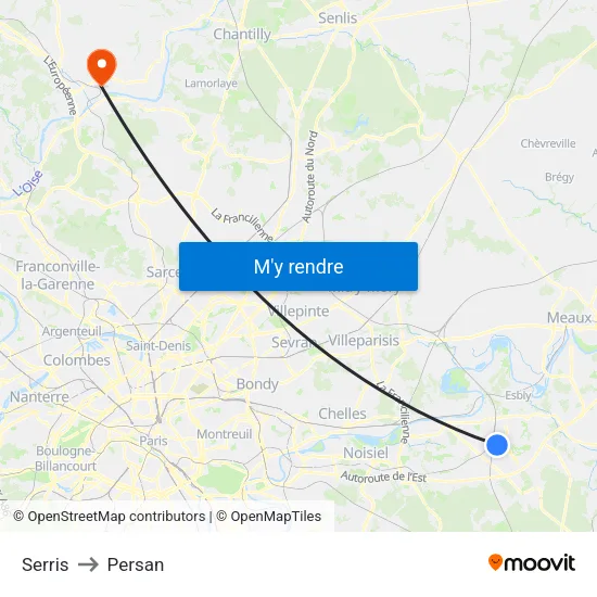 Serris to Persan map