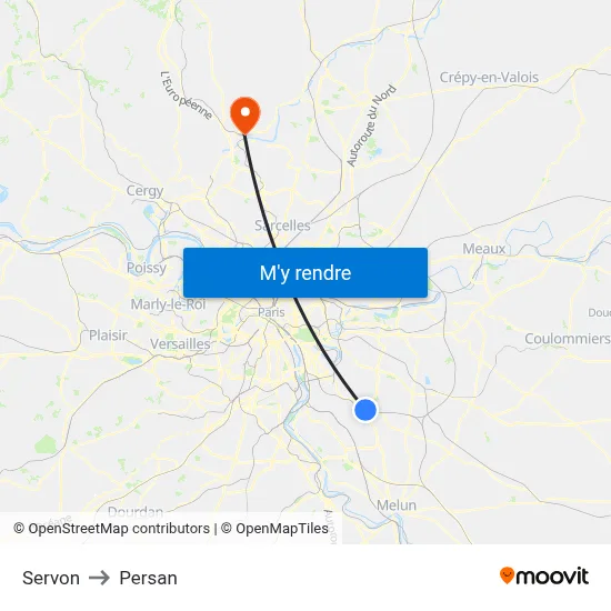Servon to Persan map