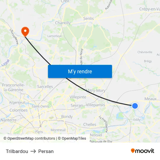 Trilbardou to Persan map