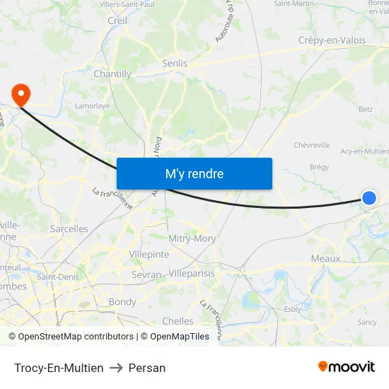 Trocy-En-Multien to Persan map