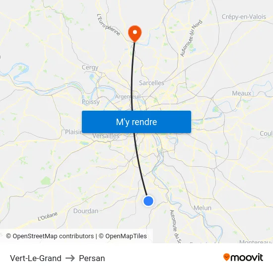 Vert-Le-Grand to Persan map