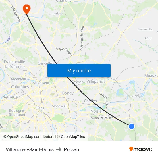 Villeneuve-Saint-Denis to Persan map