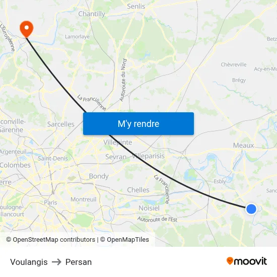 Voulangis to Persan map