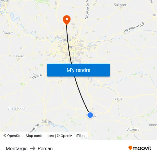 Montargis to Persan map