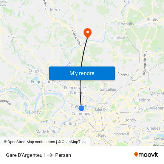Gare D'Argenteuil to Persan map