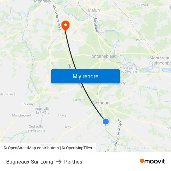 Bagneaux-Sur-Loing to Perthes map