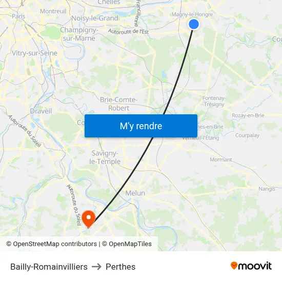 Bailly-Romainvilliers to Perthes map