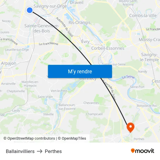 Ballainvilliers to Perthes map