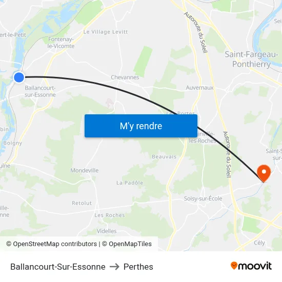 Ballancourt-Sur-Essonne to Perthes map