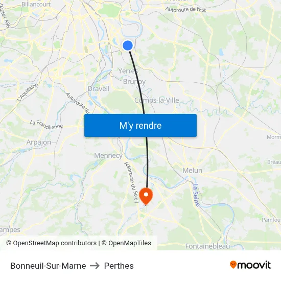 Bonneuil-Sur-Marne to Perthes map
