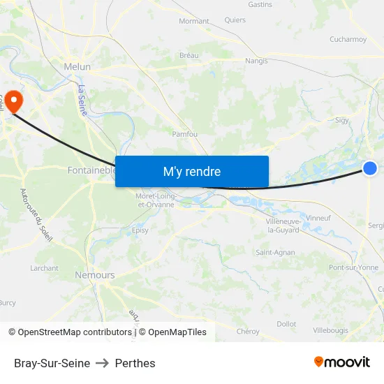 Bray-Sur-Seine to Perthes map