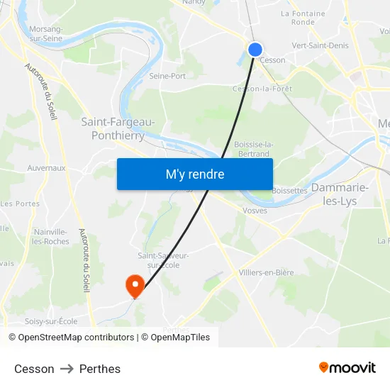 Cesson to Perthes map