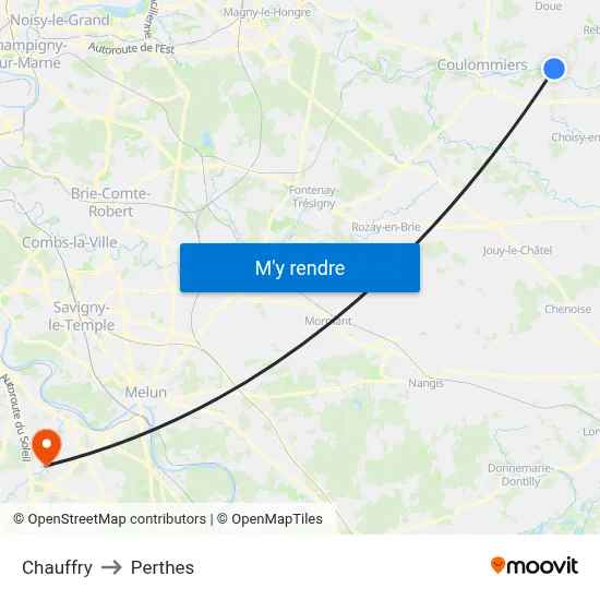 Chauffry to Perthes map