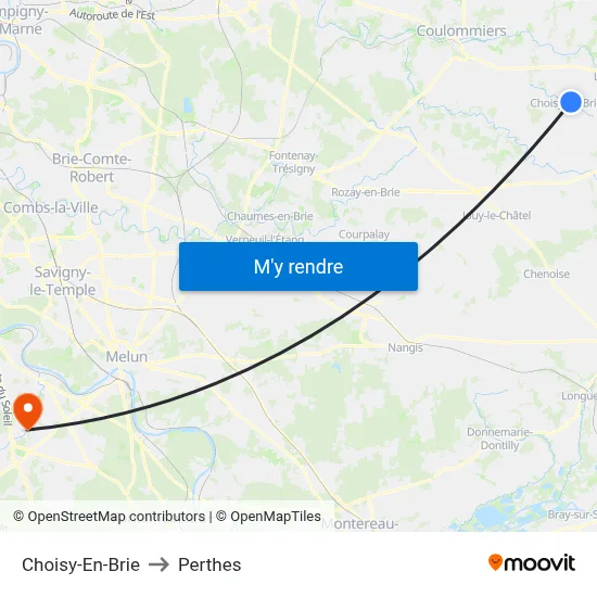 Choisy-En-Brie to Perthes map