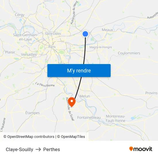 Claye-Souilly to Perthes map