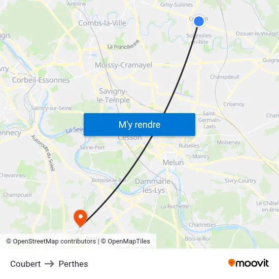 Coubert to Perthes map